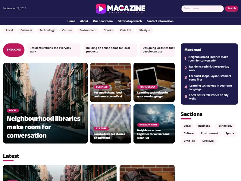 Magazine demo site